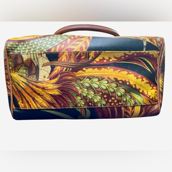 SALVATORE FERRAGAMO Seri Tropical Print Leather Boston Bag Limited - Picture 3 of 12